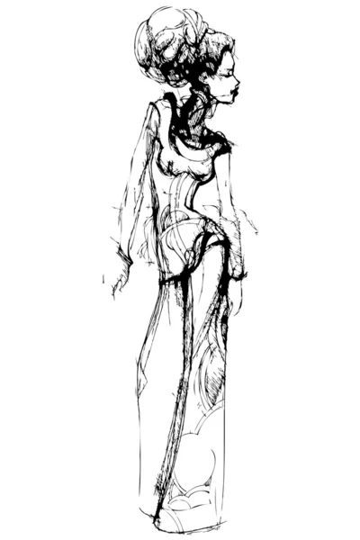 Эскиз девушки с упдо — стоковый вектор