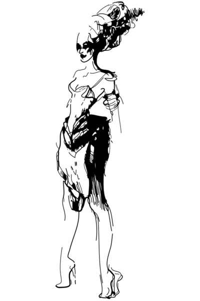 Sketch resbalón de una chica con un updo — Vector de stock