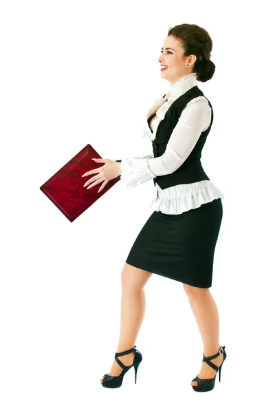 Girl in a business suit with a folder — Stock Photo, Image