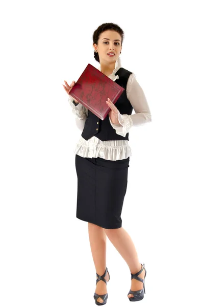 Girl in a business suit with a folder — Stock Photo, Image