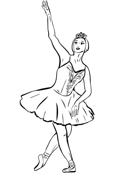 Bailarina de ballet de ballet danza de cisne — Vector de stock