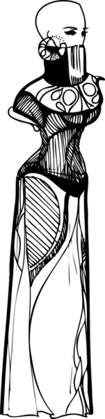 Девушка в длинном платье — стоковый вектор