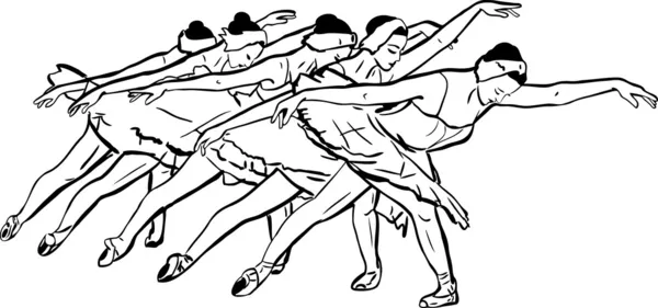 Um esboço da bailarina da menina em pé em uma pose —  Vetores de Stock