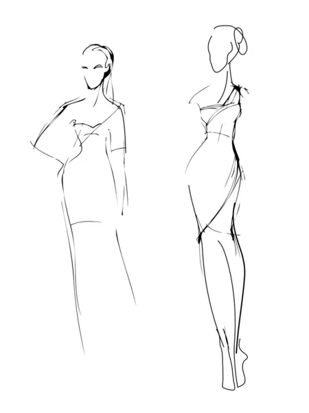 moda kroki freehand siyah ve beyaz