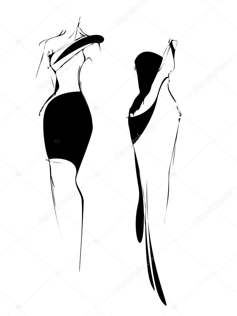 fashion sketch freehand black and white