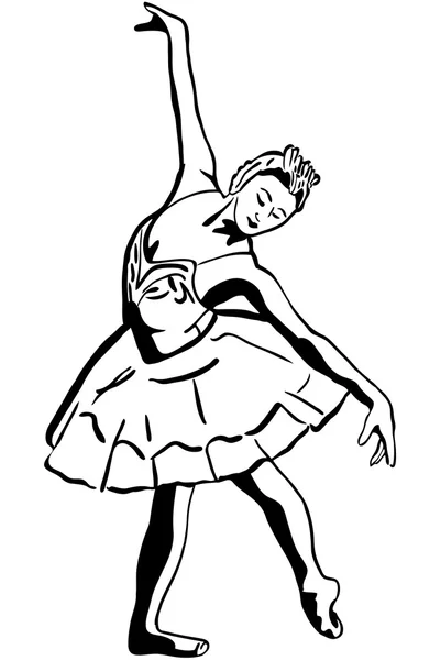 Boceto de la bailarina de la niña de pie en una pose — Archivo Imágenes Vectoriales