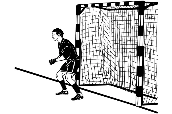 Atleta portero de fútbol protege la puerta — Archivo Imágenes Vectoriales