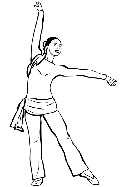 Jeune slip d'une fille qui s'engage dans une gymnastique — Image vectorielle