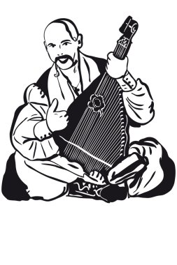 bir müzik aleti Bandura oynarken kazak