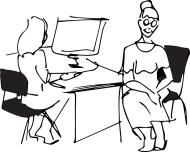 Büyükanne Yöneticisi oturan gözlüklü