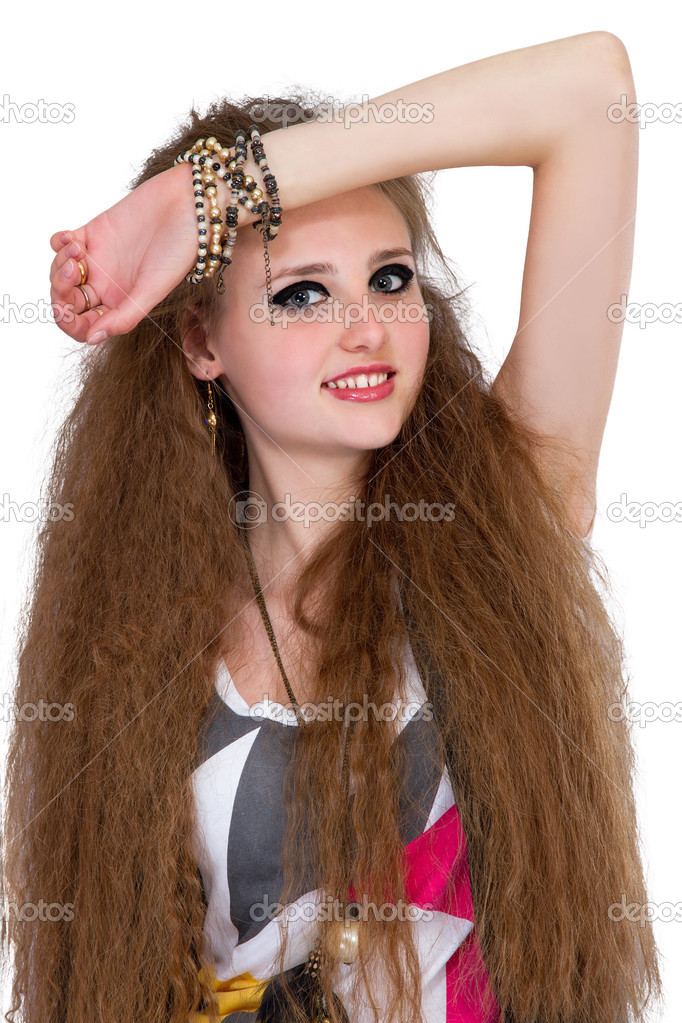 Girl In Punk Rock Style On White Background Stock Photo C Artex67 33754865