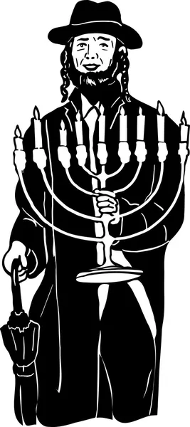 Jewish menorah in hat with hands — Stock Vector