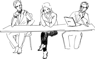 iki adam ve bir kız masa ofis