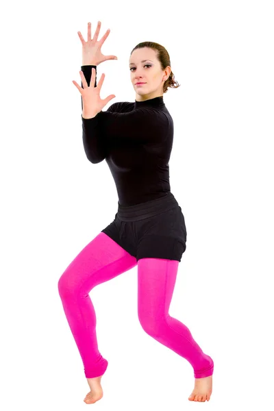 Portrait of a girl on a white background in dance pose — Stock Photo, Image