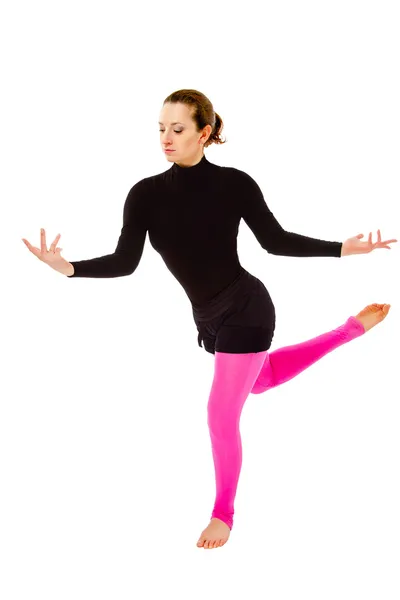 Portrait of a girl on a white background in dance pose — Stock Photo, Image