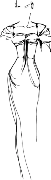 Ein schönes schlankes Mädchen in einem eleganten Kleid — Stockvektor