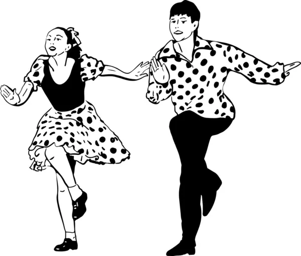 姑娘跳舞，摇滚的家伙 — 图库矢量图片