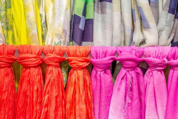 Colored scarves tied like a tie — Stock Photo, Image