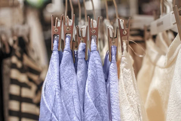 Preview ladies skirts hanging on display — Stock Photo, Image