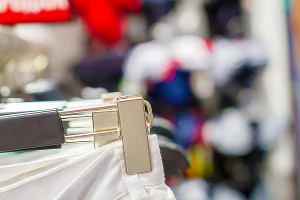 Preview ladies skirts hanging on display — Stock Photo, Image