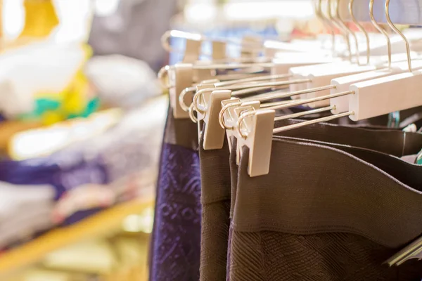 Preview ladies skirts hanging on display — Stock Photo, Image