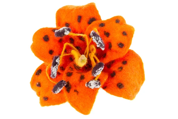 Tiger lily flower image made from wool — Stock Photo, Image