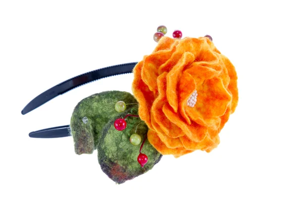 Orange rose flower image made from wool — Stock Photo, Image