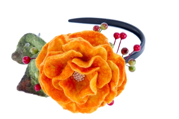 Orange rose flower image made from wool — Stock Photo, Image