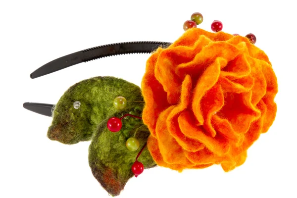 橘红色玫瑰花语形象由羊毛制成 — 图库照片