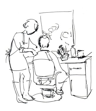  Usta kuaför dükkanında genç adam 