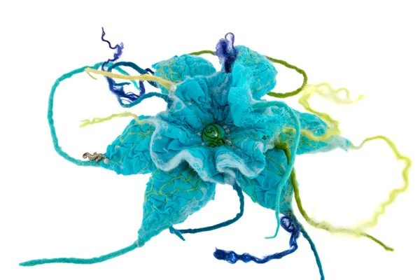 Marine blue flower made from wool — Stock Photo, Image