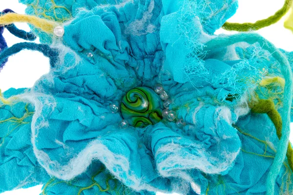 Marine blue flower made from wool — Stock Photo, Image