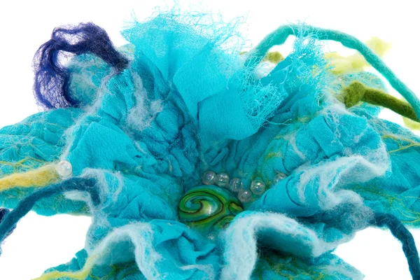Flor azul marino hecha de lana — Foto de Stock