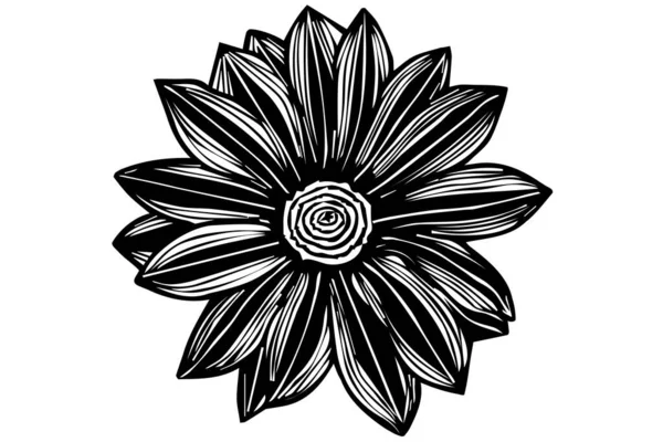 Чорно Білий Векторний Ескіз Квітучого Потоку — стоковий вектор
