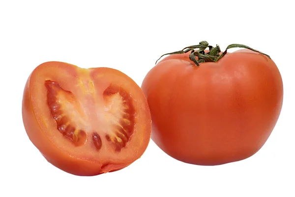 Magie Aus Reifem Gemüse Ganz Und Einer Halben Roten Tomate — Stockfoto