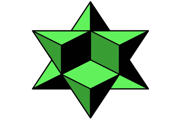 幾何学的抽象画のベクトル像立方体を内部に持つ6点星 — ストックベクタ