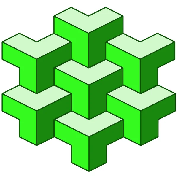 Image Vectorielle Une Forme Géométrique Verte Créée Partir Des Coins — Image vectorielle