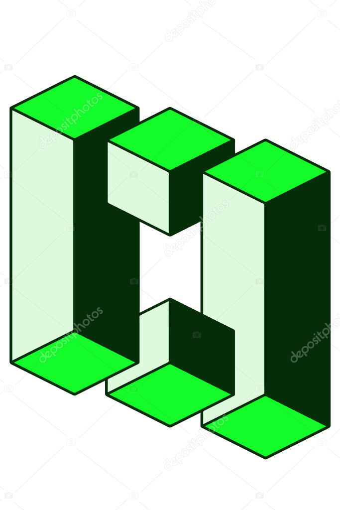 Vector image of an optical illusion figure in green color