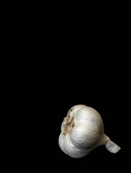 Image White Garlic Black Background — Foto de Stock