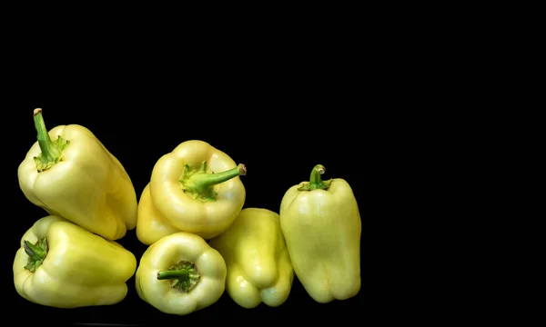 Image Vegetables Sweet Peppers Black Backgroun —  Fotos de Stock
