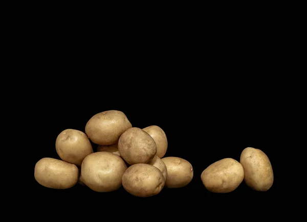 Imagem Vegetais Colher Batatas Fundo Preto — Fotografia de Stock