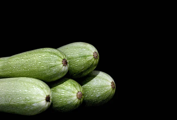 Image Harvest Vegetable Zucchini Black Backgroun — Stock Photo, Image