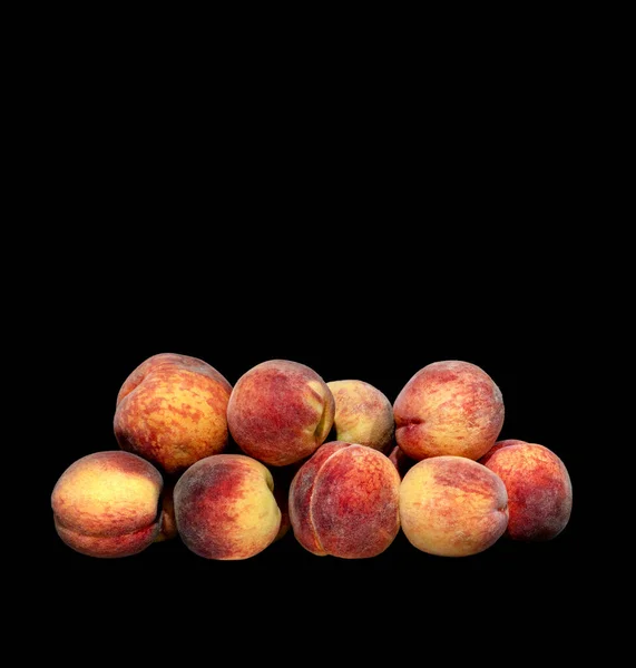 Image Harvest Ripe Peaches Black Background — Stock Fotó