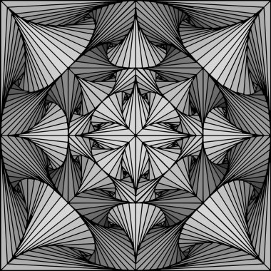 Vector image of a black and white abstraction in a square in the form of a star flower