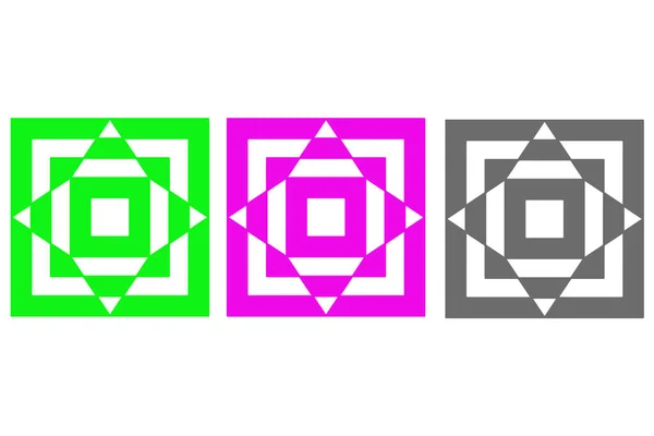 Vectorafbeelding Van Drie Gekleurde Vierkanten Met Een Perspectief Binnenin — Stockvector