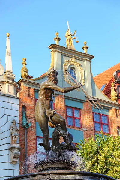 Fountain of the Neptune in Gdansk — Stock Photo, Image