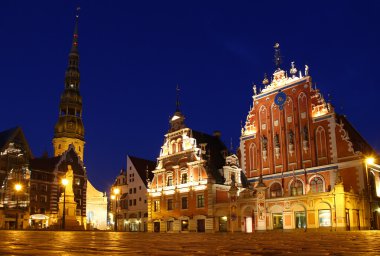 Belediye binasında kare gece, riga, Letonya