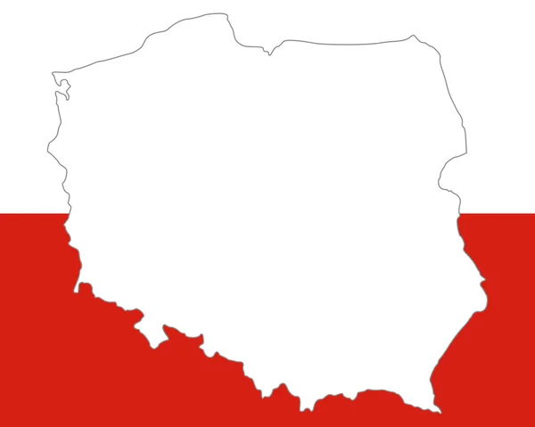 Carte géographique et drapeau de Pologne — Image vectorielle