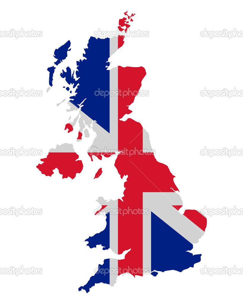 Map and flag of United Kingdom