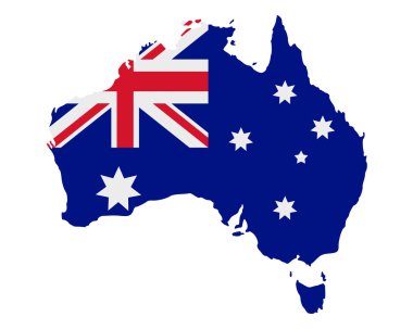 Map and flag of Australia clipart